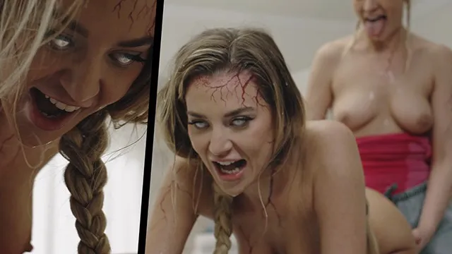Cherry Kiss ve Blake Blossom'un cum in mouth sikiş